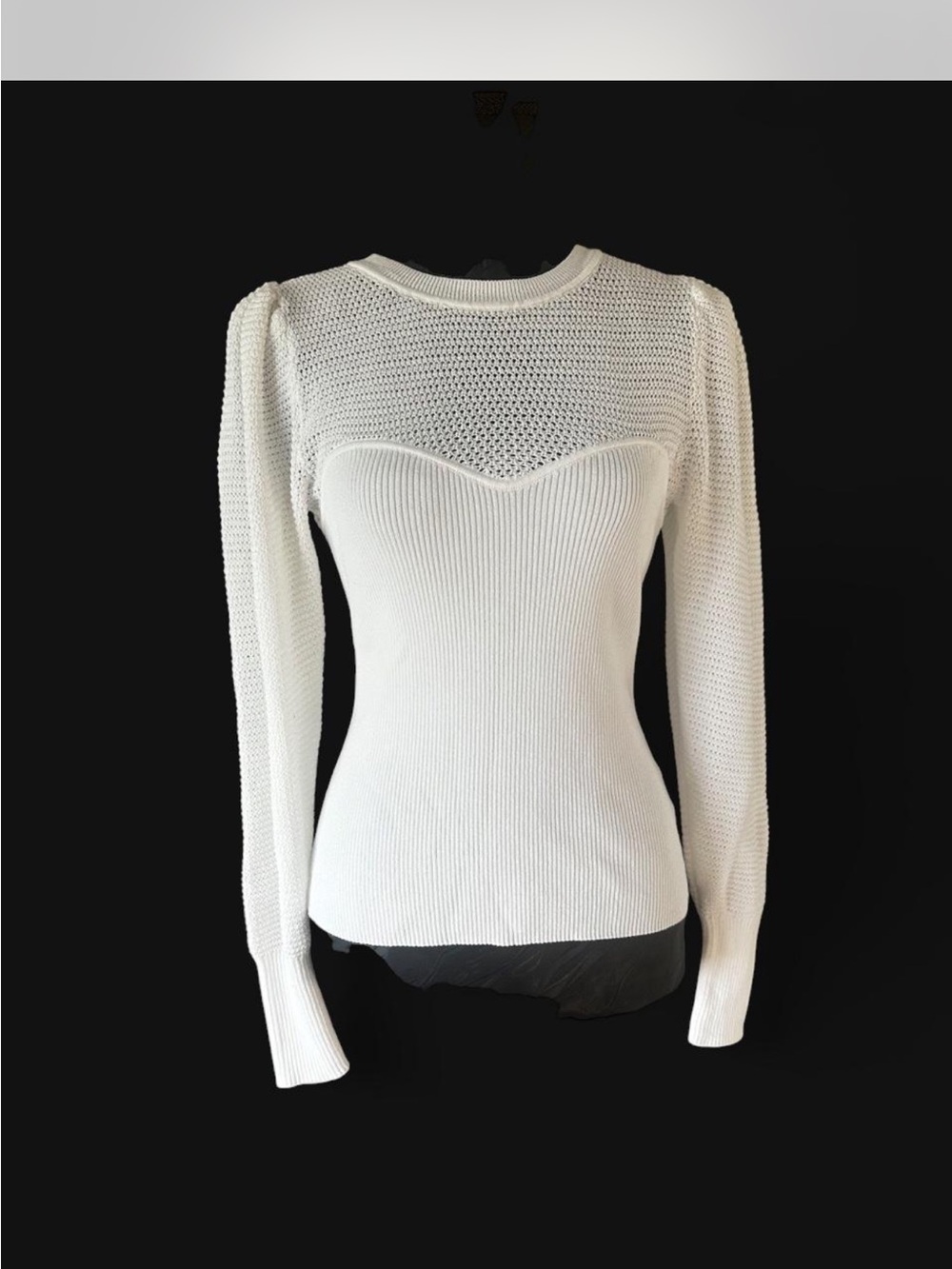 dh NEW YORK Cream Knit Heart-Yoke Sweater Top